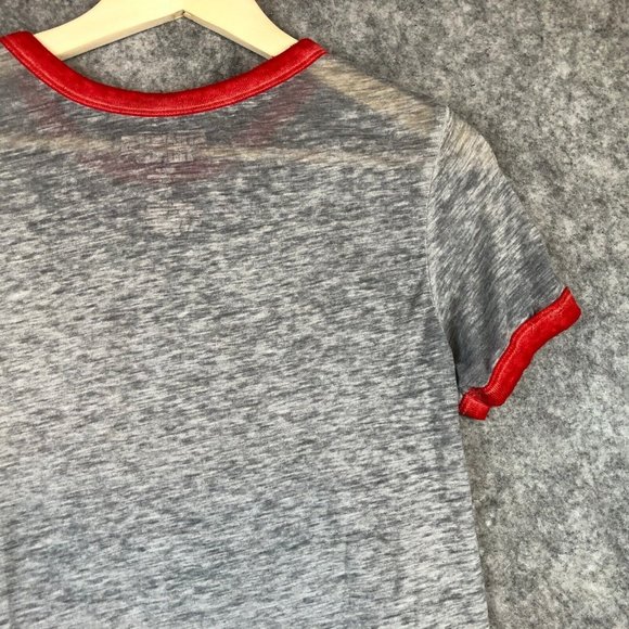 Stranger Things T Shirt L Juniors Womens Burnout Ringer Gray Short Sleeve Crew - Picture 7 of 9